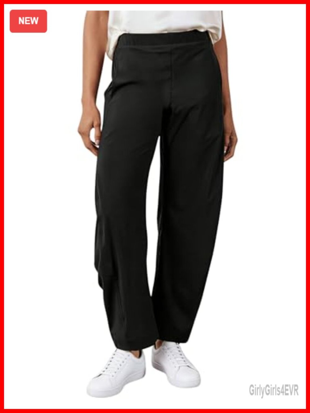 SeekMe Women's Cotton Linen Barrel Leg Palazzo Pants Elastic Waist Casual Capri